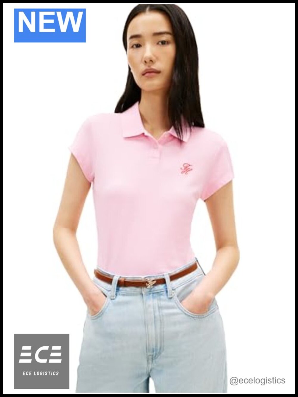 Cotton Pique Short Sleeve Polo Shirt Slim Fit Stretch Collared
